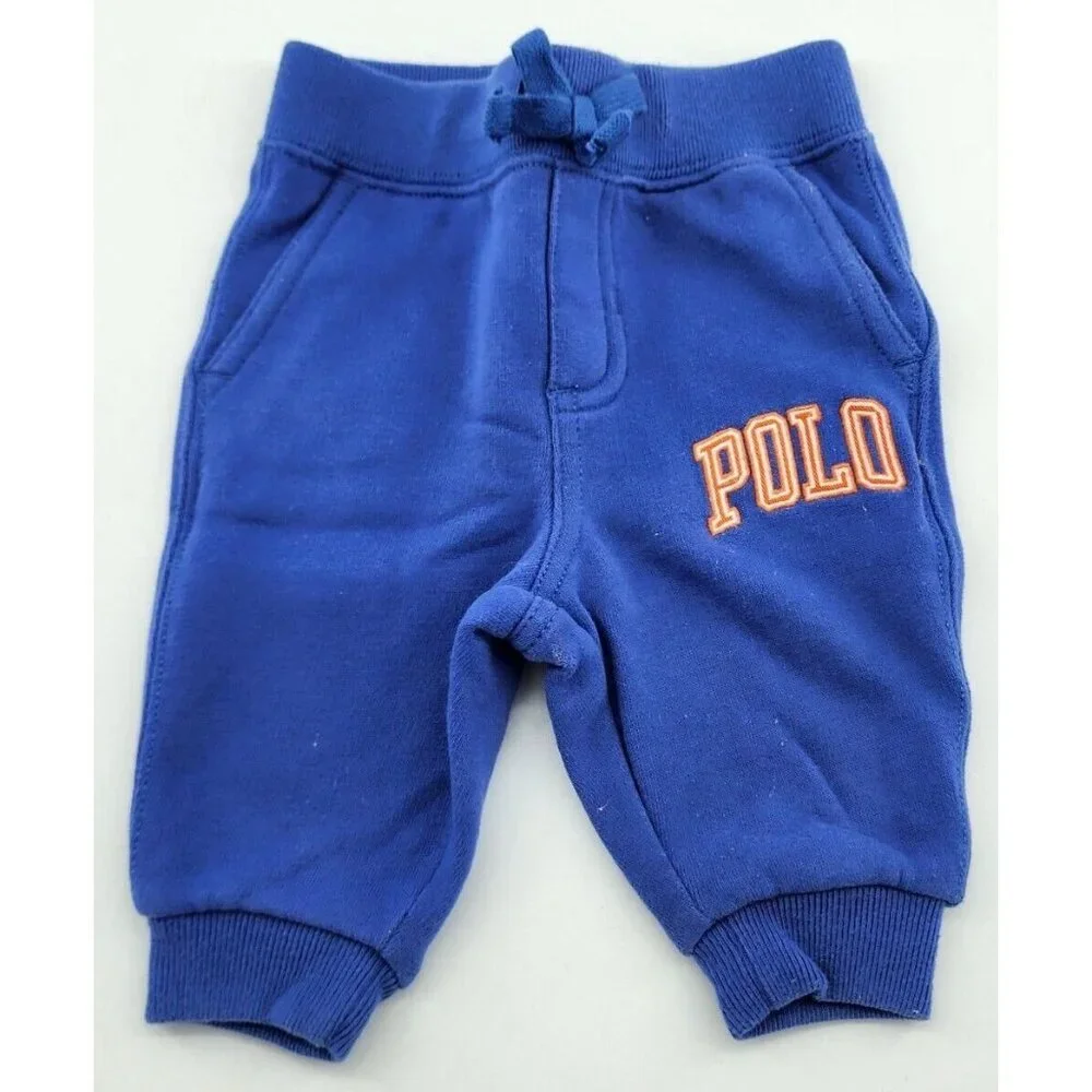Ralph Lauren Blue Polo Spellout‎ Logo Athletic Sweatpants Joggers Baby Size 3M